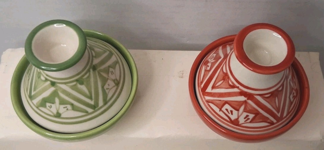 Le Souk Ceramique 3.5″ Tagine Set Of 4 Made In Tunisia Pre-owned