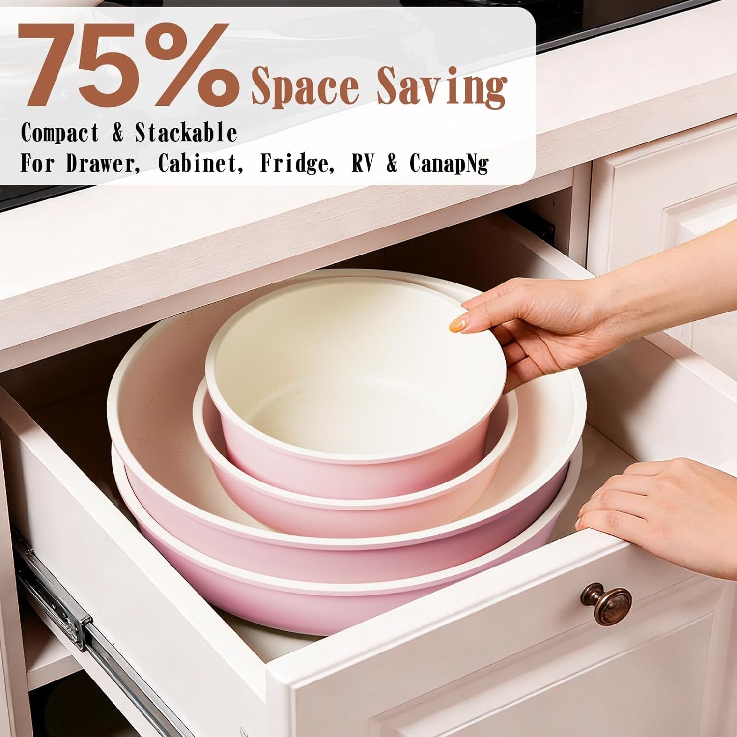 Pots and Pans Set Non Stick, 21 Pcs Ceramic Cookware Set with Detachable Handles