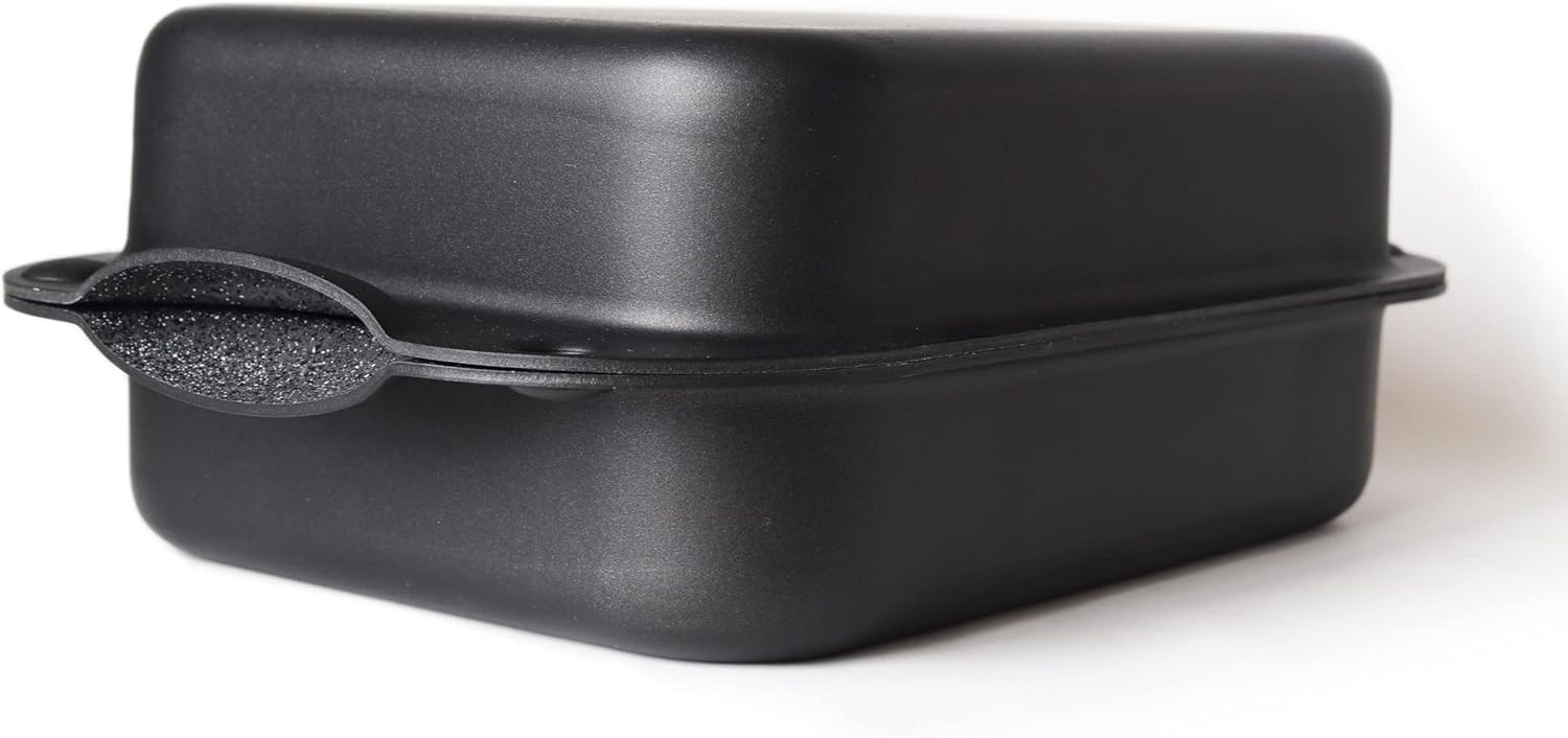 DaTerra Cucina – 13 x 8 x 4.25 Nonstick Ceramic Coated Dual Roasting Black