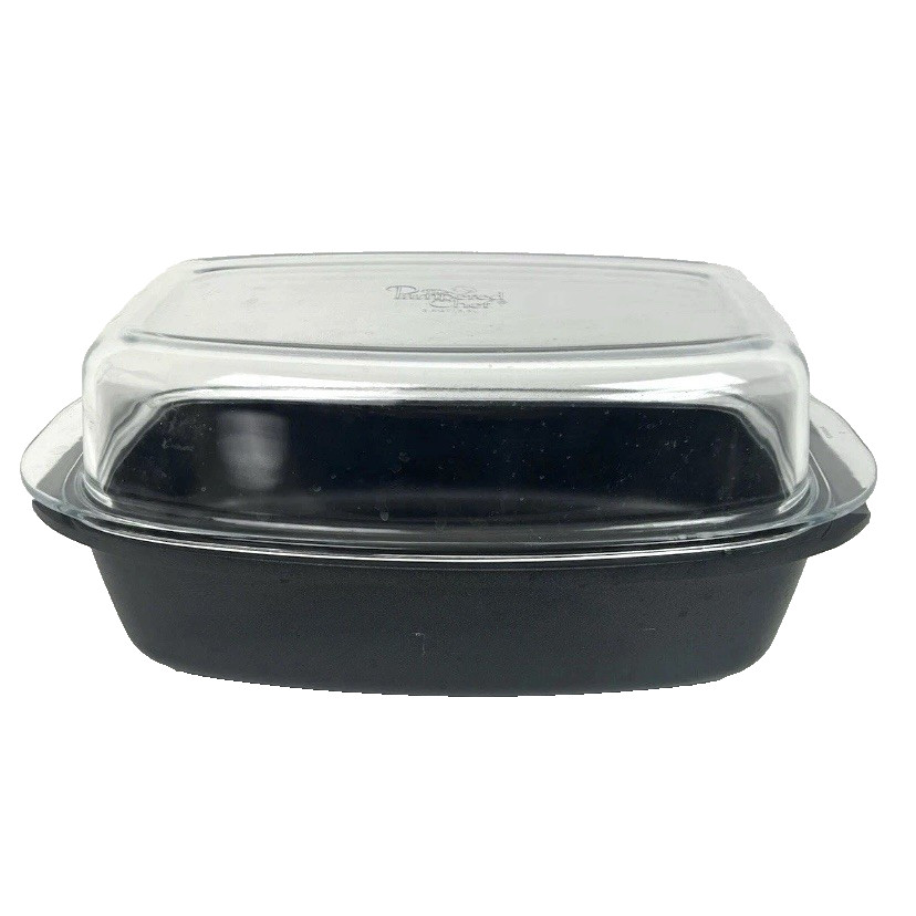 Pampered Chef 4.25 Qt Covered Roaster Cast Aluminum w 3.5 Qt Glass Lid