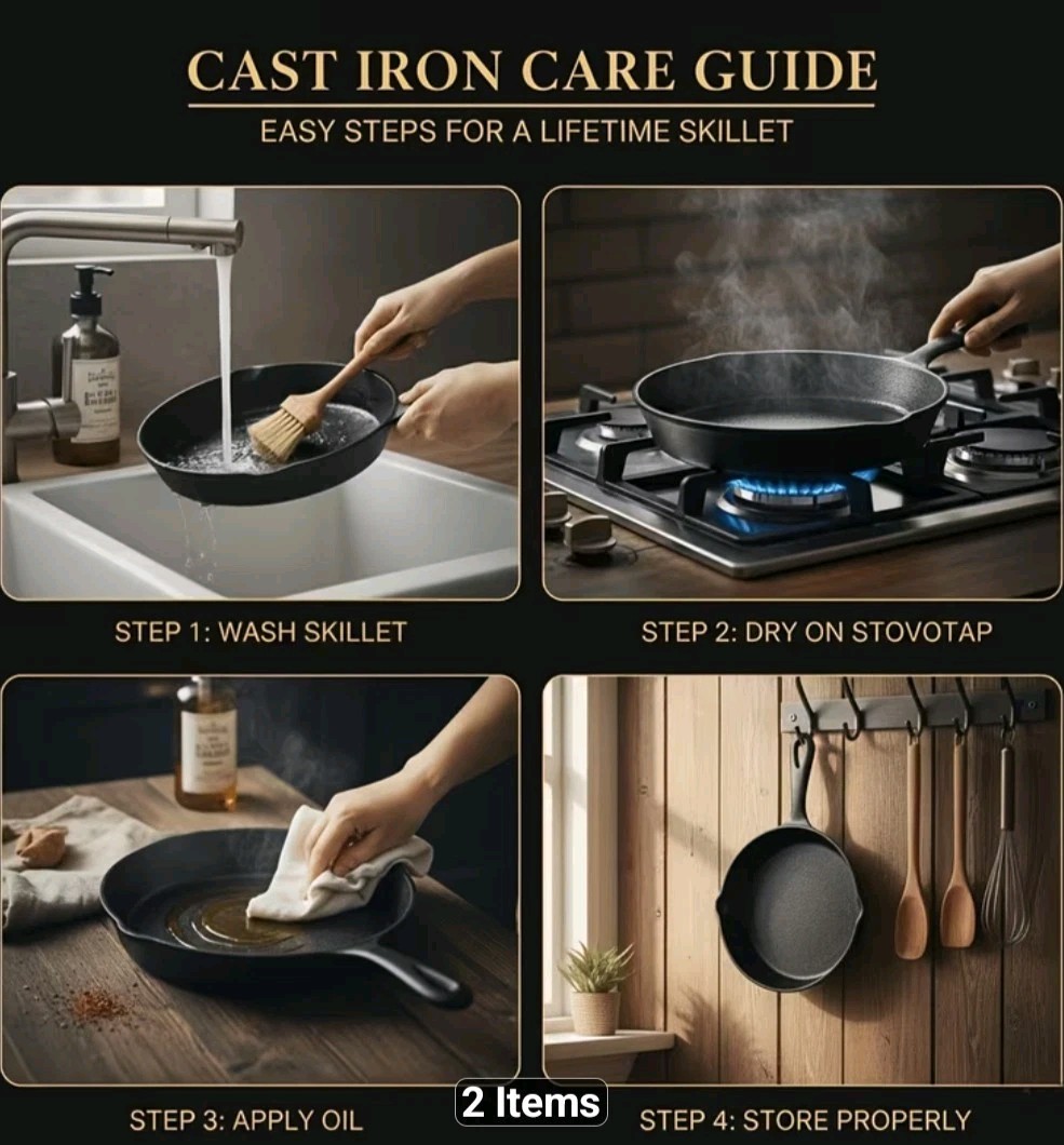 3pc CAST IRON Skillet Set, 6/8/10 inch Pre-Seasoned Pans, Black