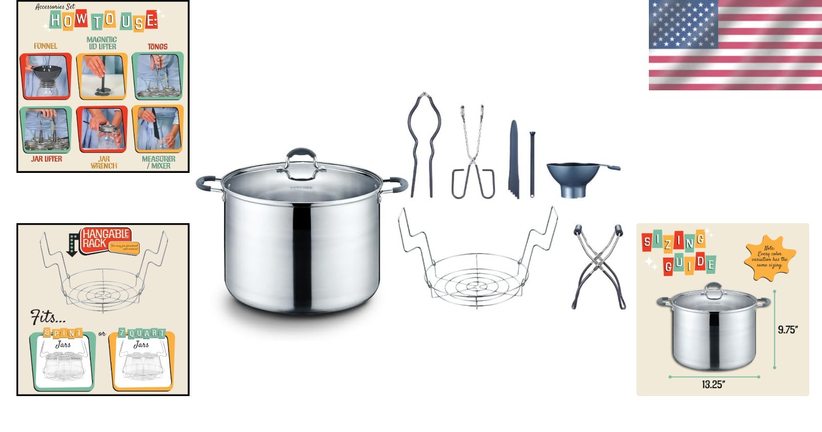 20 Quart Stainless Steel Canning Set – Complete 8-Piece Induction Compatible Kit