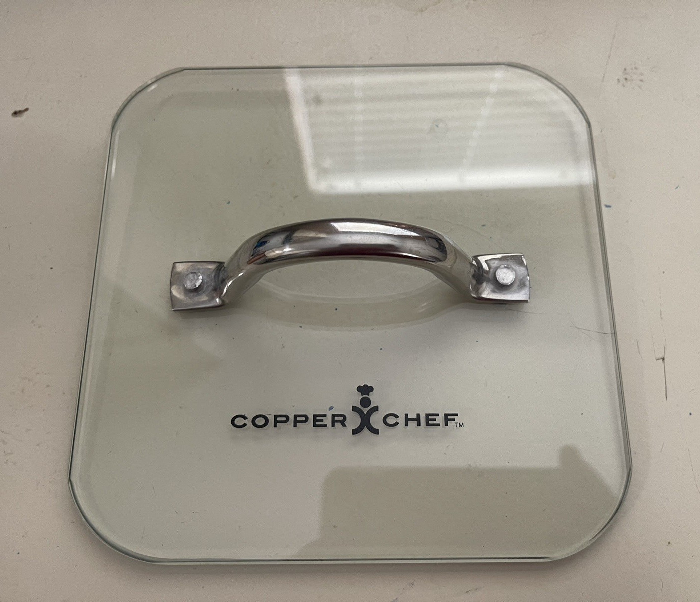 7” Square Copper Chef Frameless Clear Glass Lid