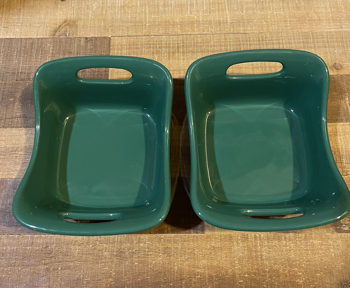 Rachel Ray Stoneware 12oz Personal Chartreuse Casserole Baking Dishes Lot of 2