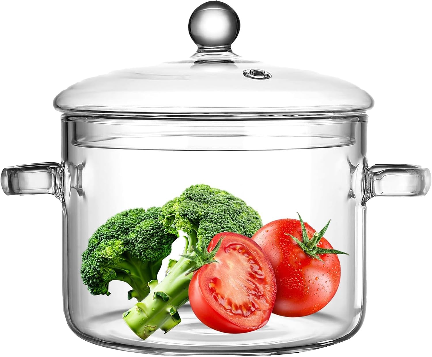 COBKXUEP Borosilicate Glass Pot with Lid,1.5 Liters (50 oz) – Heat-Resistant