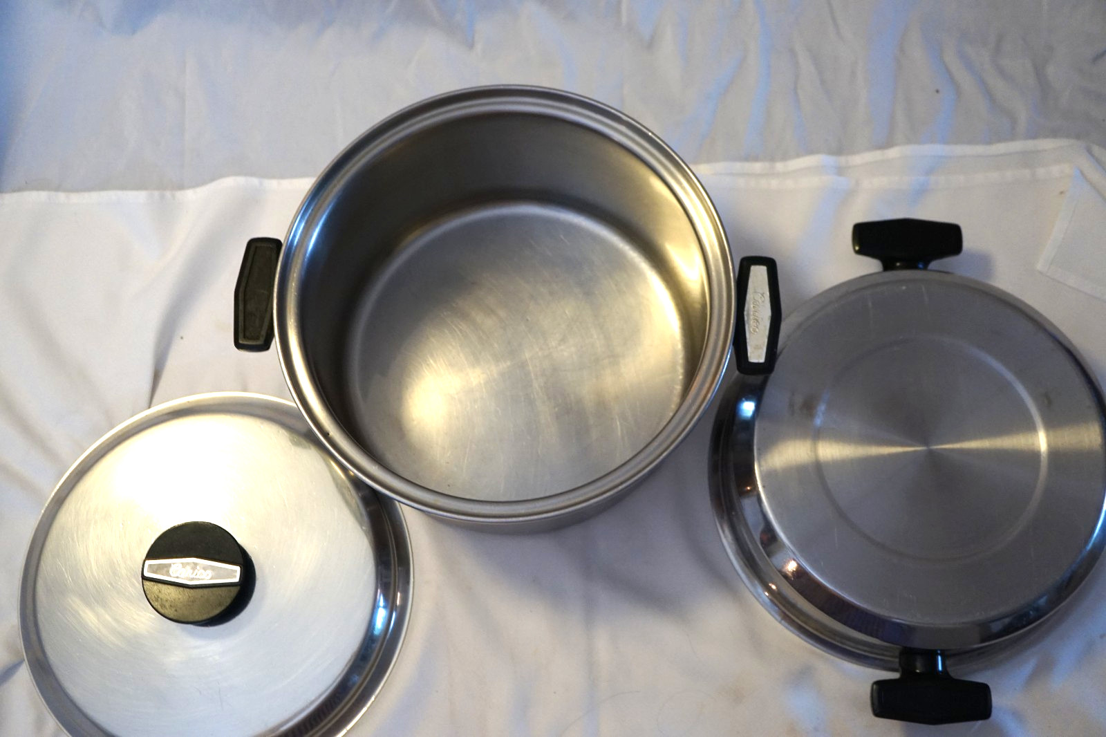 CARICO STOCKPOT 8 QUART W /2 LIDS REGULAR & DOME STAINLESS STEEL MADE IN USA