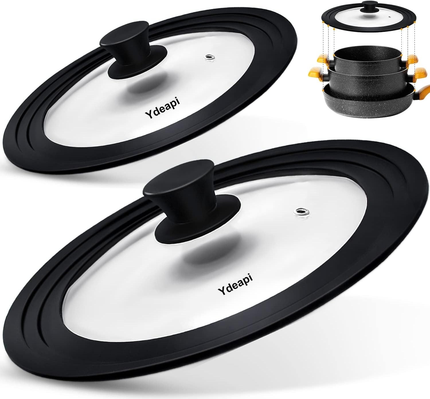 Versatile Heat Resistant Lids – Fits 7″ to 12″ Cookware, Dishwasher Safe