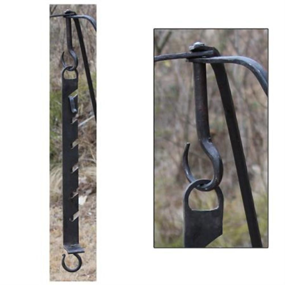 Medieval Adjustable Hand Forged Iron Cauldron S-Hook -Campfire Cooking Essential