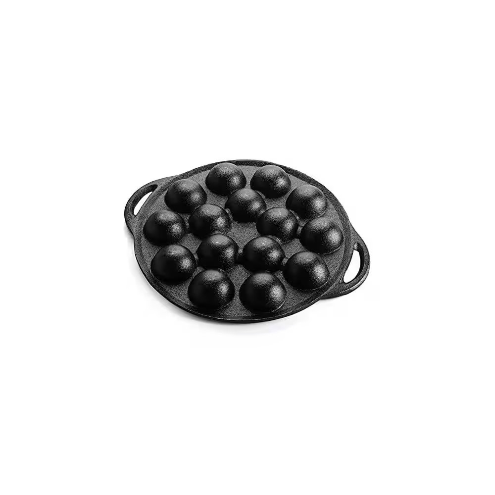 Non-Stick Takoyaki Pan, 1.5 In. Dia Pre-Seasoned Cast Iron Octopus Ball Grill, S
