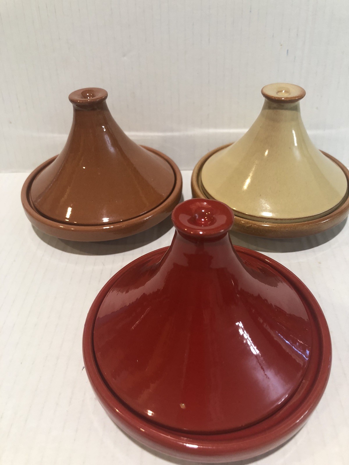 3 Small Maroccan Glazed Tagine Container ( Not For Cooking) Stored- Spices, H