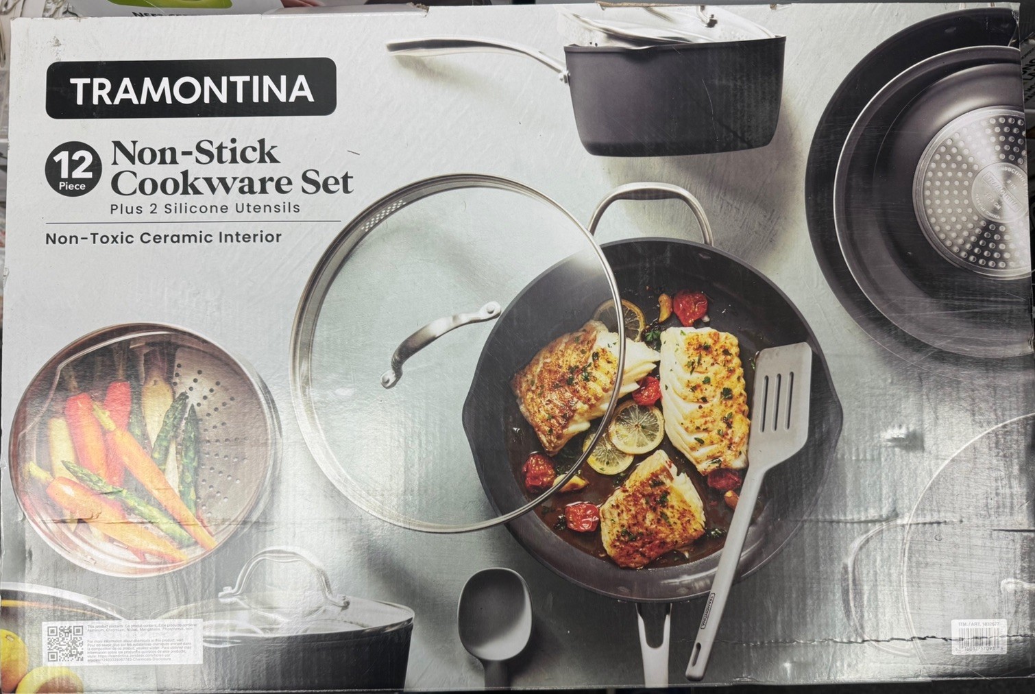 Tramontina 12-Pc Ceramic Nonstick Cookware Set with Utensils