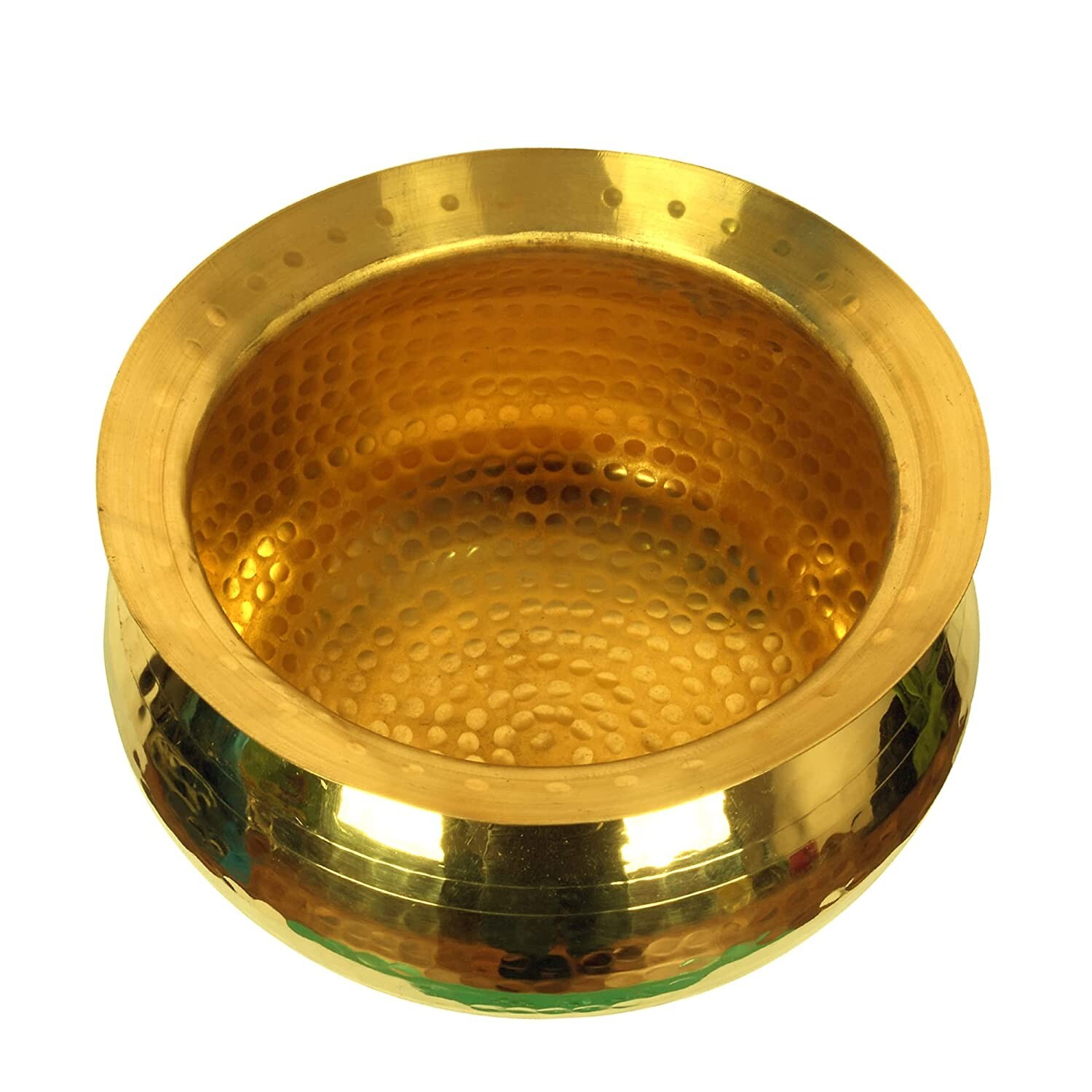 Handmade Brass Traditional Shiny Handi for Cooking 5 Liter Capacity Pack of 1