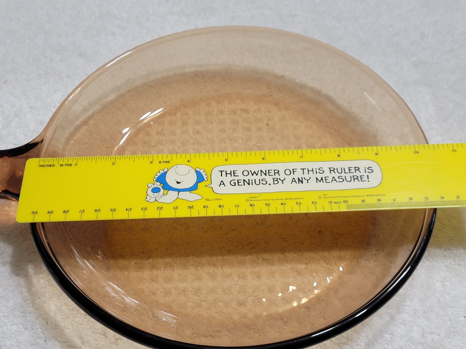 Vintage Vision Corning Ware 10″ Frying Pan Waffle Bottom Amber Skillet USA Made