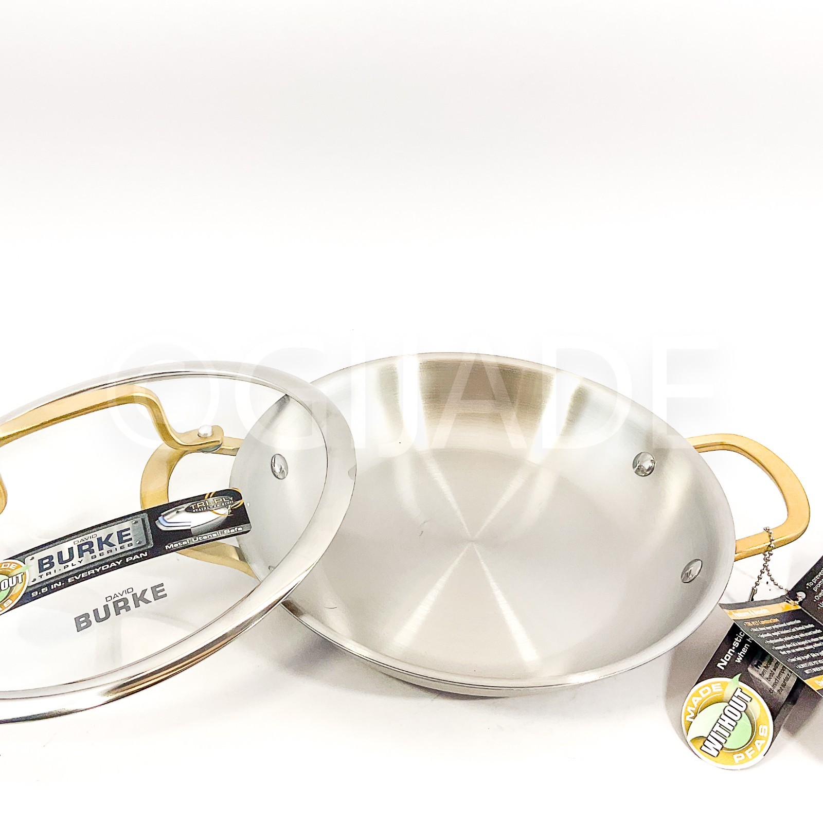 David Burke Splendor Series Everyday Pan 9.5″ Pot lid cookware Silver & Gold
