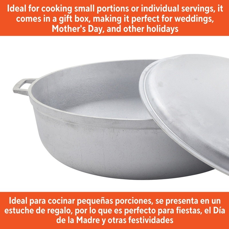 Versatile Cast Aluminum Caldero W/ Tight-Fitting Lid Cooking Soups Stews Rice US
