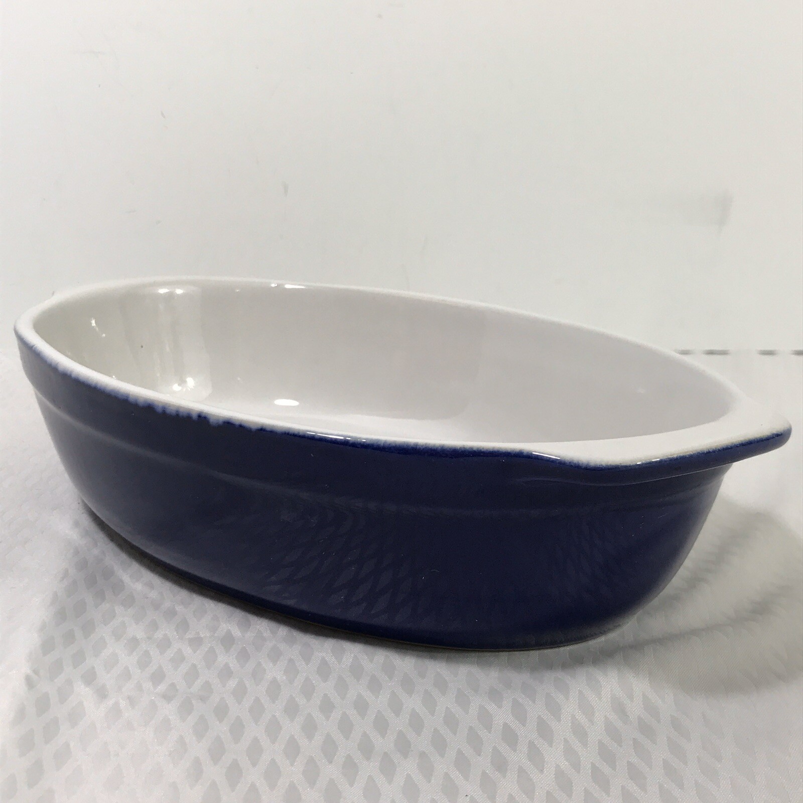 Oneida Glazed Stoneware Cobalt Blue Portugal Baking Dish Casserole 7×10.5