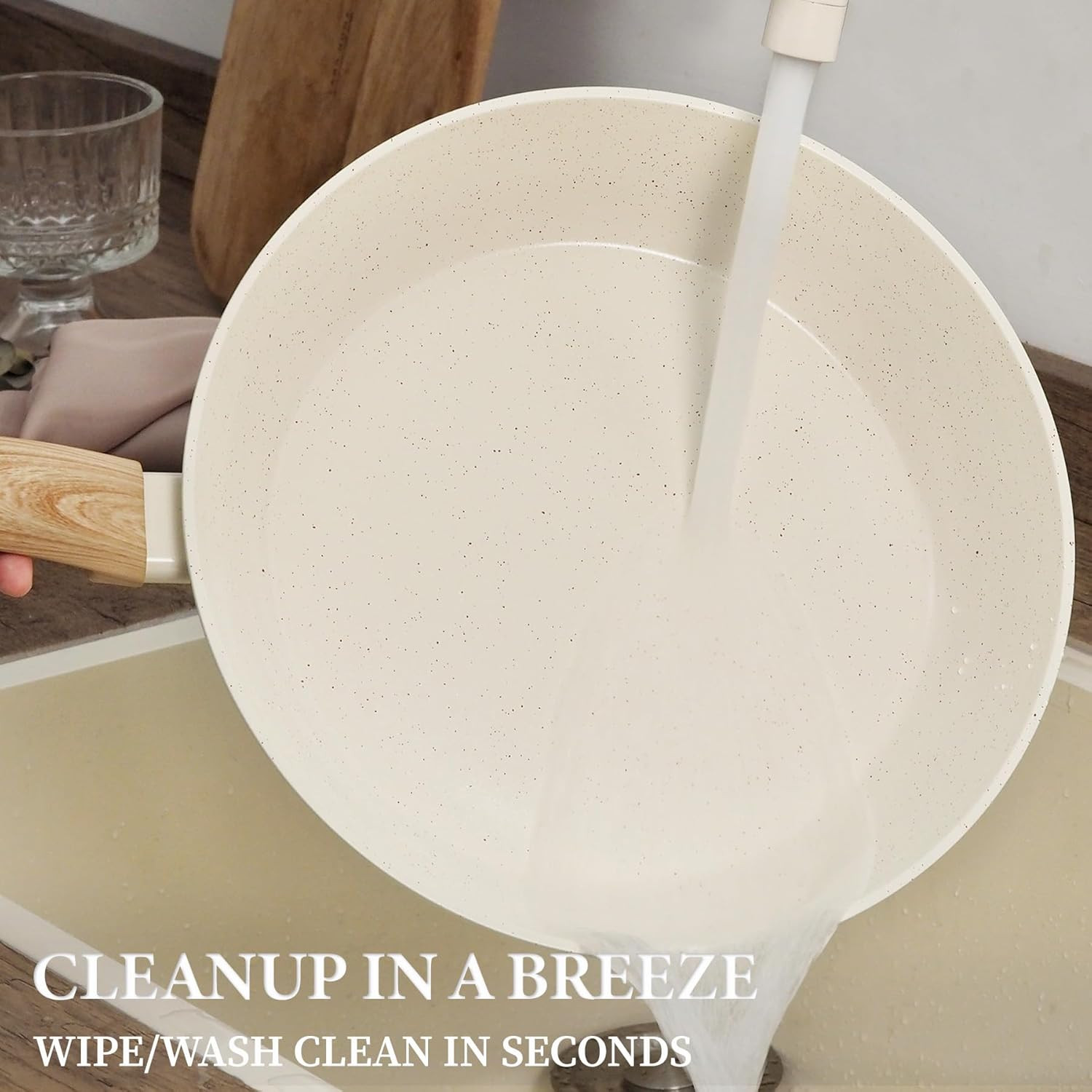 26Pcs Nonstick Ceramic Cookware Set with Utensils – Cream White