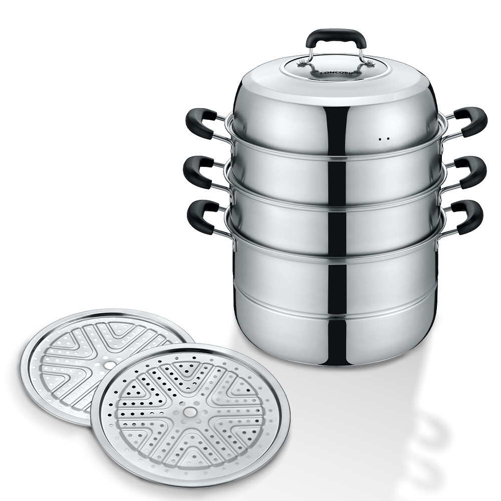 Concord 3 Tier Premium Stainless Steel Steamer Set (32 CM)