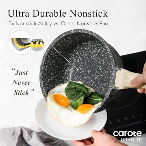 Nonstick Saucepan Set 1.5Qt & 3.0Qt with Lid, Induction Compatible Cookware, Eas