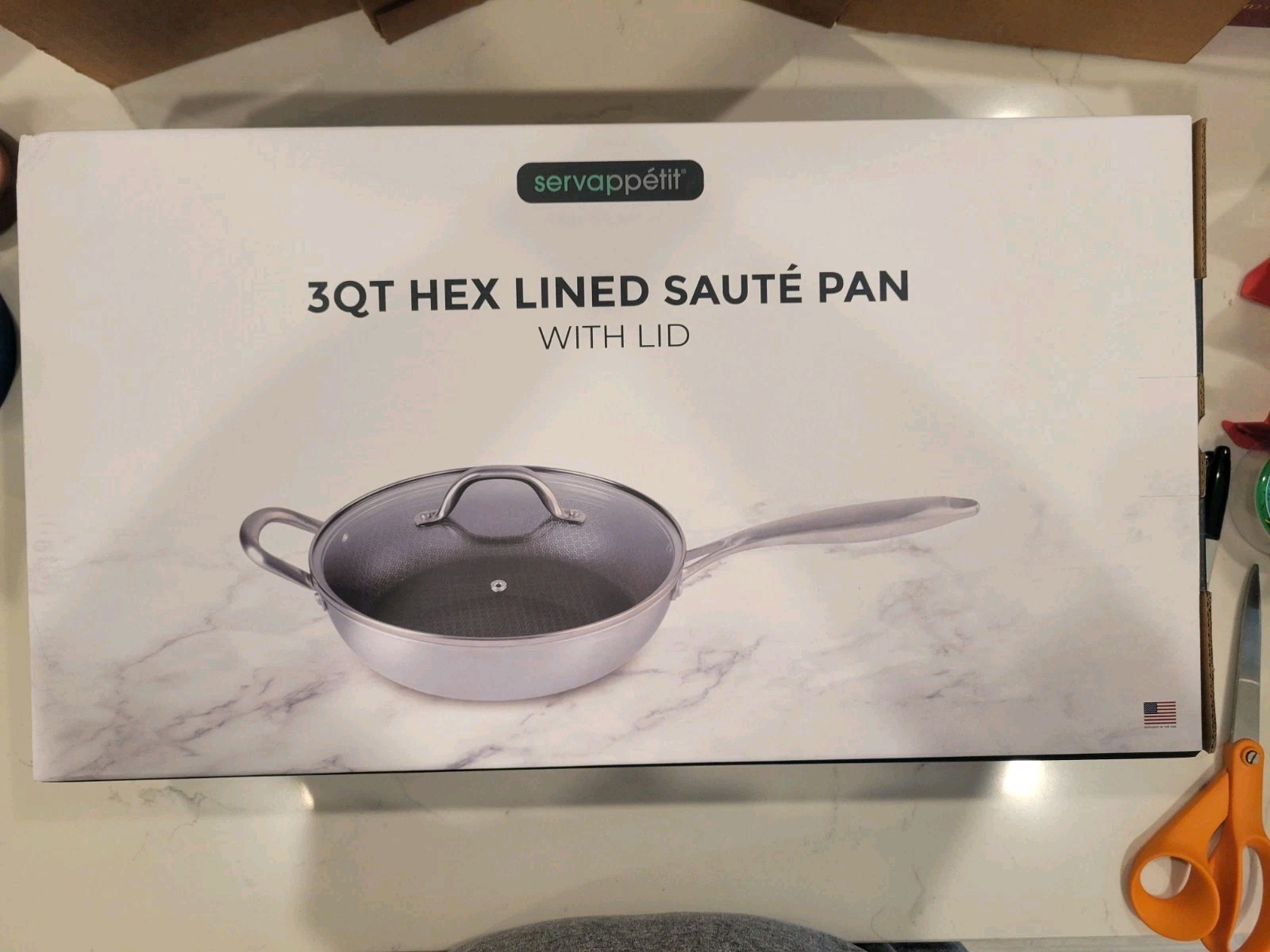 Servappetit 3QT Hex Lined Saute Pan With Lid