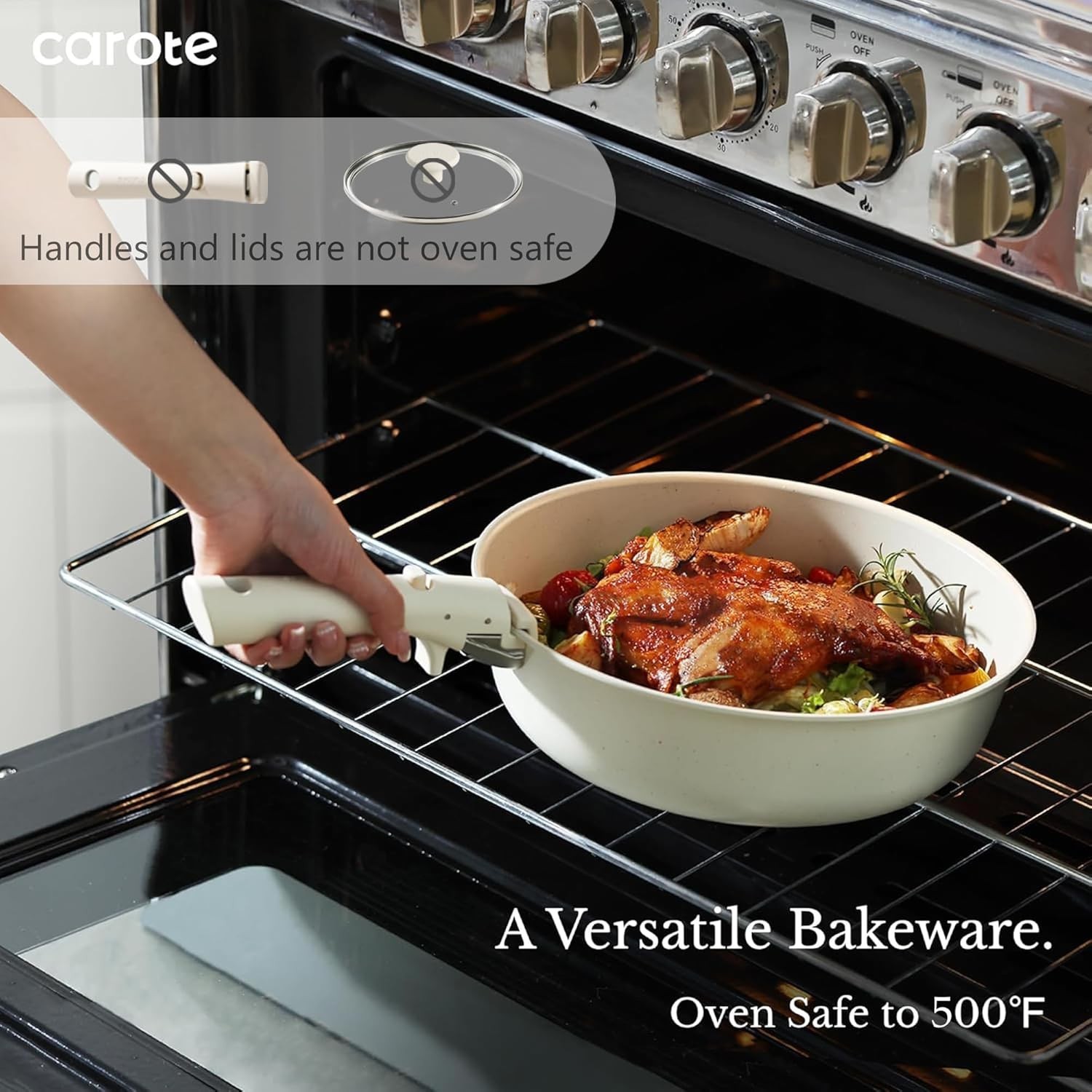 19pcs Pots and Pans Set, Nonstick Cookware Set Detachable Handle, Induction Kitc