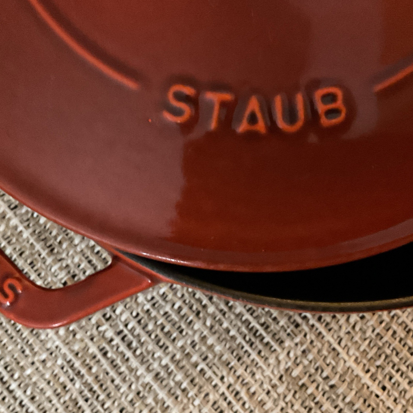 Staub Red Cast Iron Enamel Round Casserole with Lid Double Handle