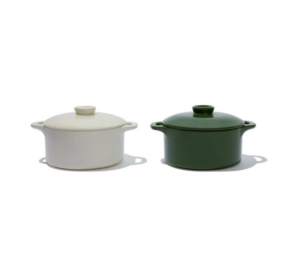 New Brocc Your Body Mini Round Ceramic Cocotte Dutch Oven Set Of 2 In Box