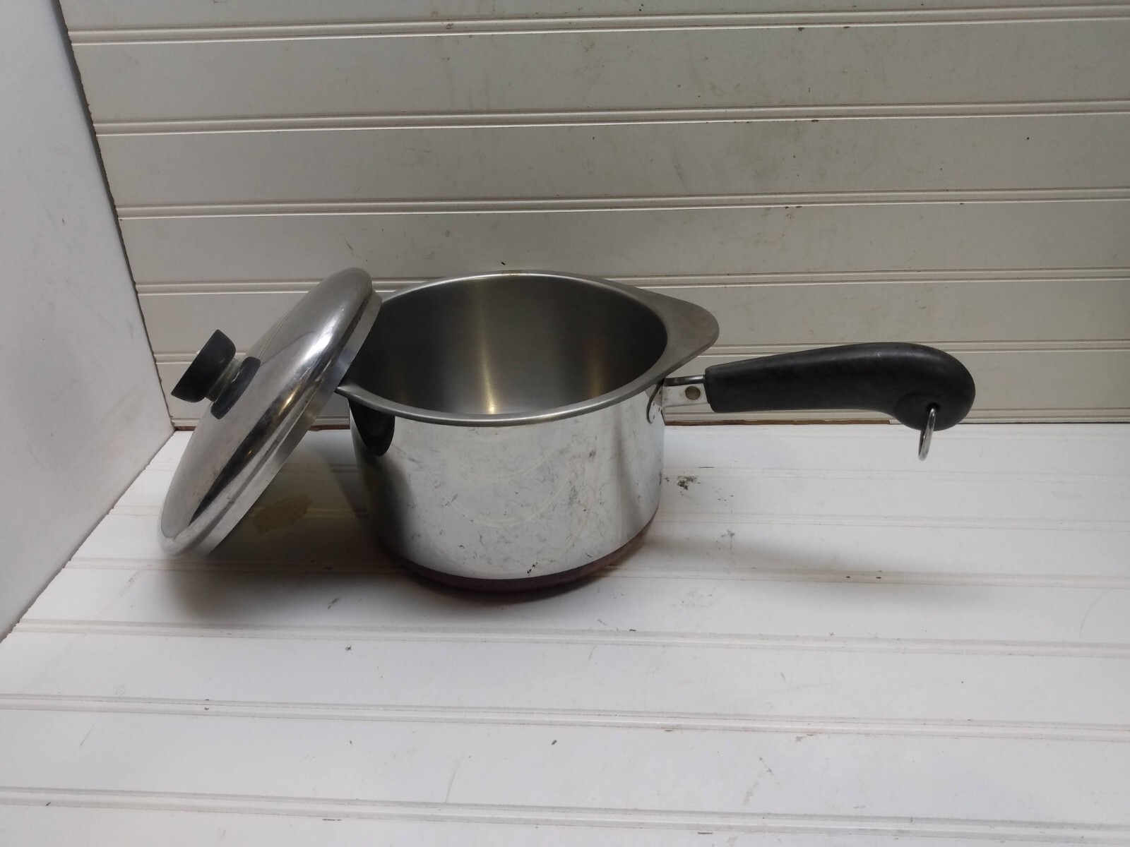 Revere Ware 3 Qt Saucepan Copper Stainless Double Boiler Insert Serving Bowl Lid