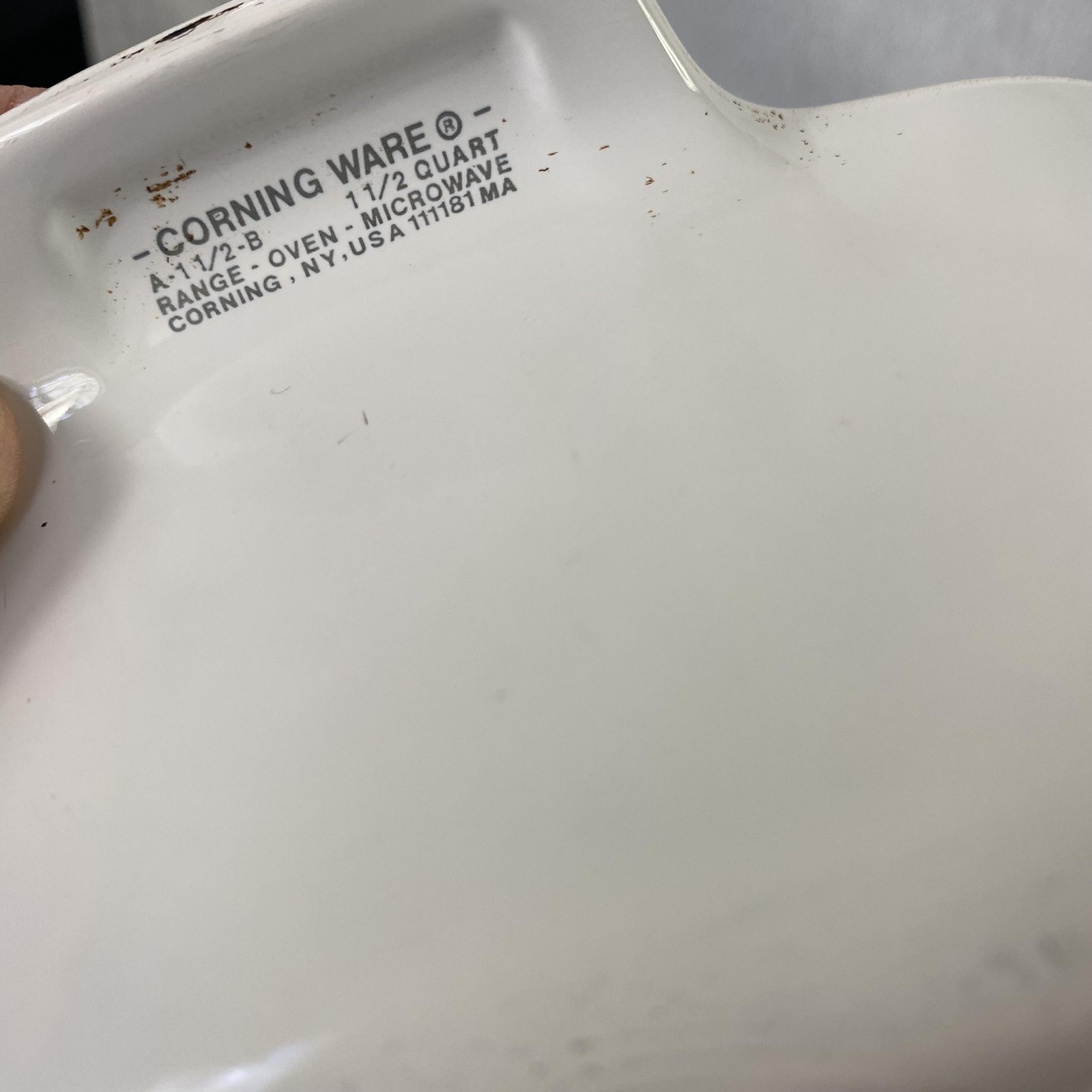Vintage CorningWare Cornflower Blue Casserole Dish 1.5 Qt A-1 1/2-B White USA