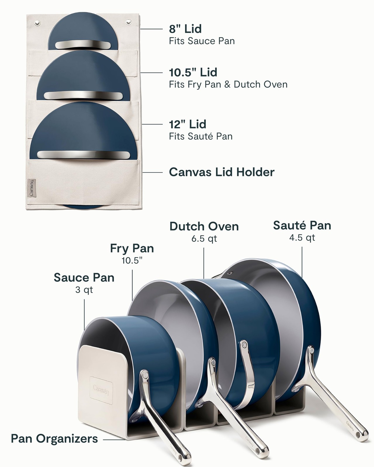 Caraway Non-stick Ceramic Cookware Set (12 Piece) Pots, Pans, 12pc Set, Navy