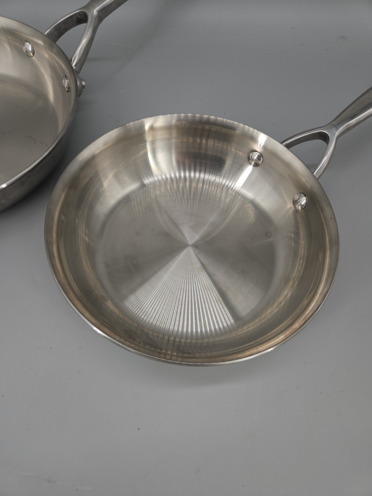 BonJour Stainless Steel Polished Clad 10″ 8.5″ Frying Pan Lot X2 Mirror Finish
