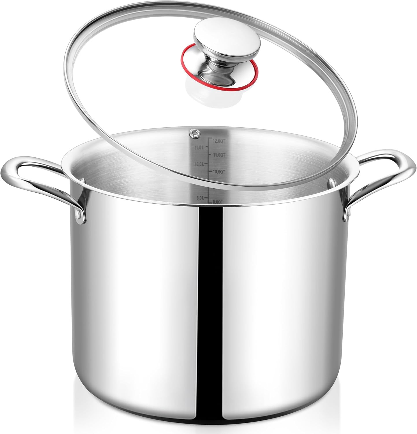 12QT Large Stainless Steel Stock Pot with Lid, Tri-ply Cooking Soup Stockpot