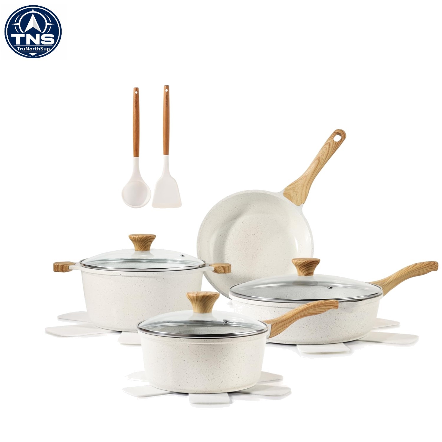 Sensarte 13-Piece Nonstick Ceramic Cookware Set PFOA PFAS Lead Free Stove Safe
