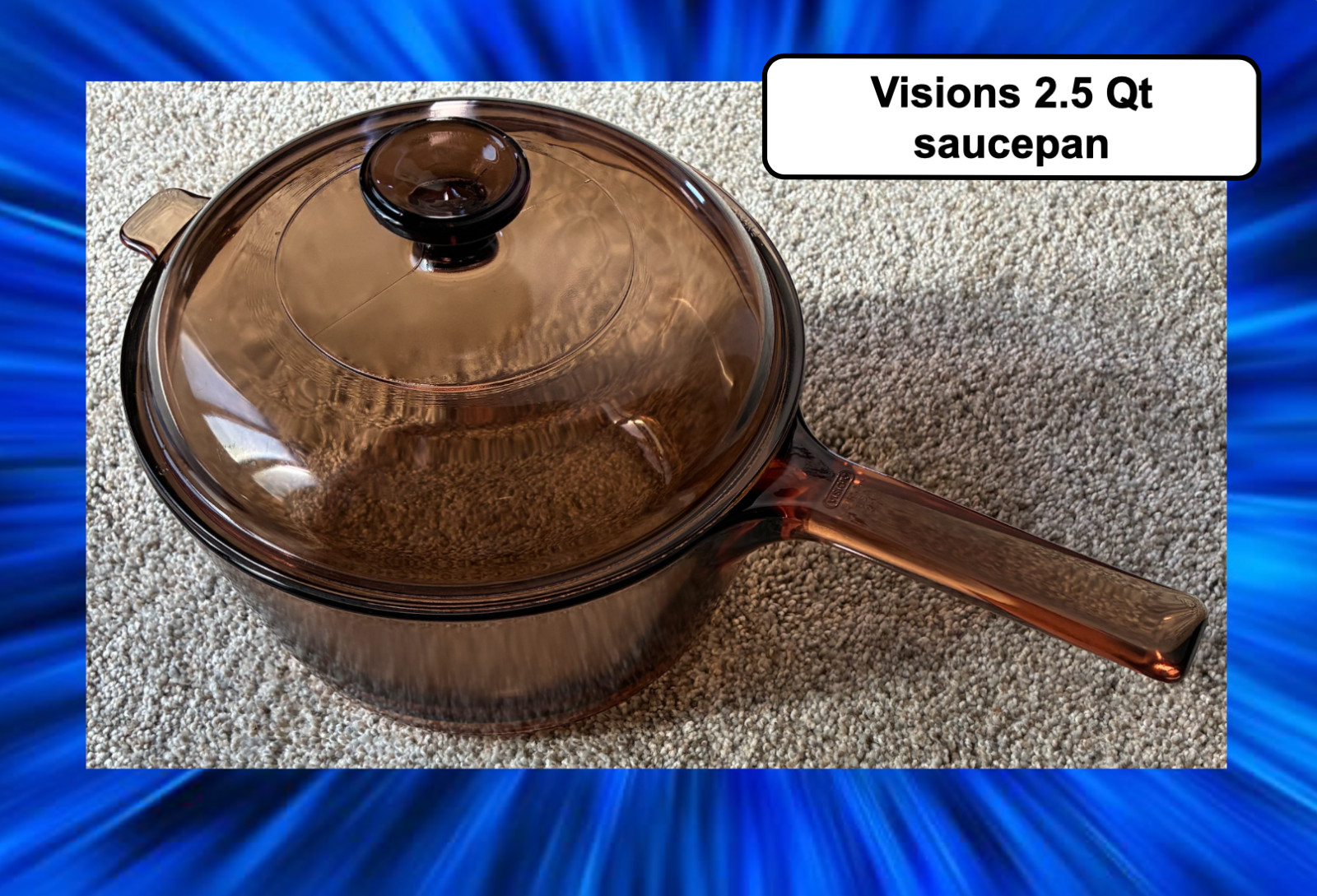 Corning Pyrex Visions Amber 2 1/2 Quart Covered Saucepan pan & Lid V-2.5-C