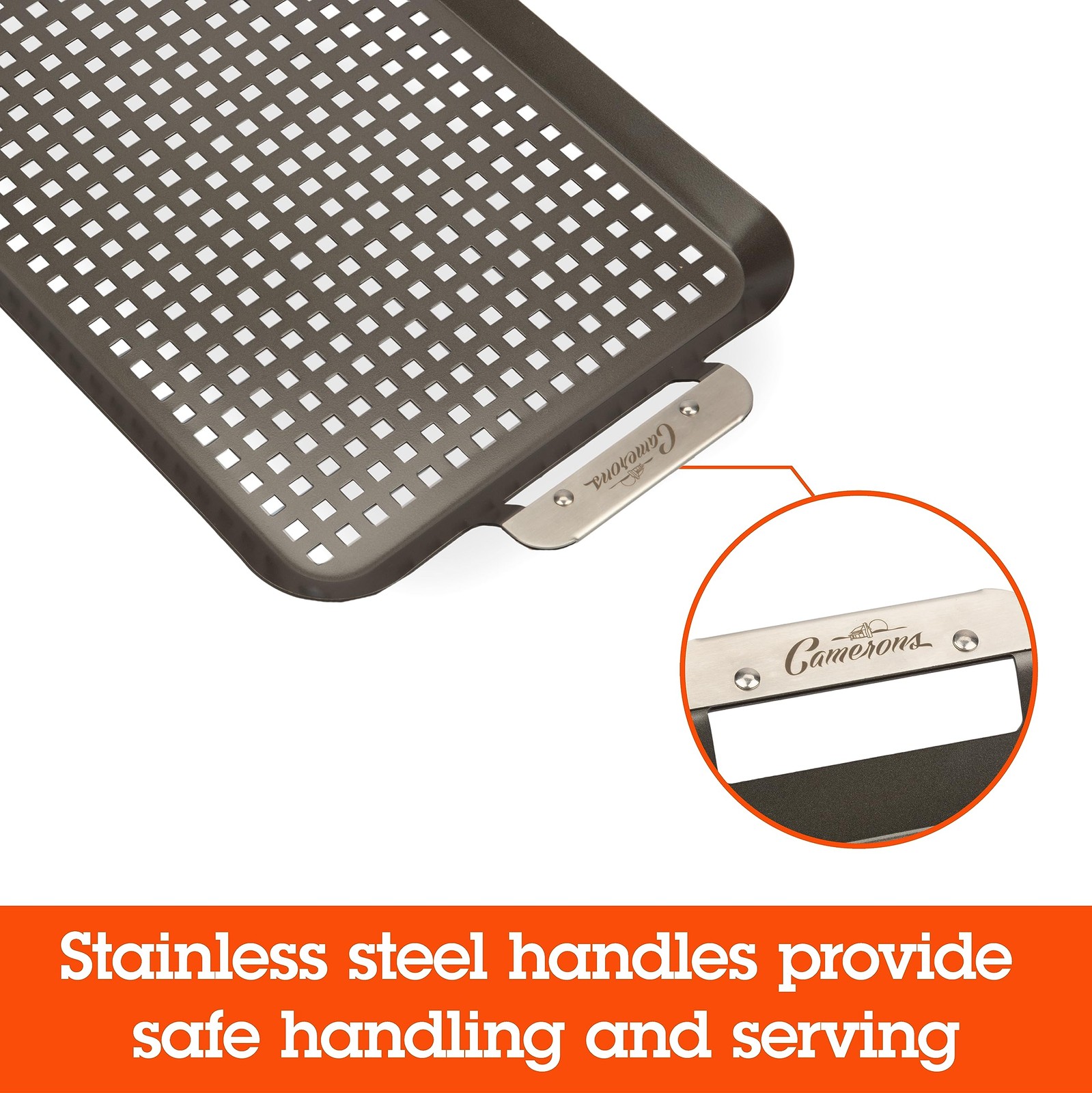BBQ Grill Topper Grilling Pans (Set of 2)- Non-Stick Barbecue Trays w Stainle…