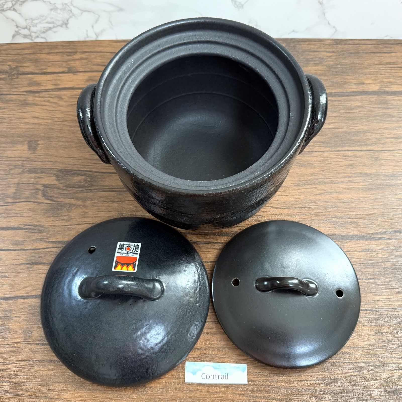 Donabe Clay Pot Earthen Ware Banko Ware Rice Cooker Double Lid 2-Go Japan