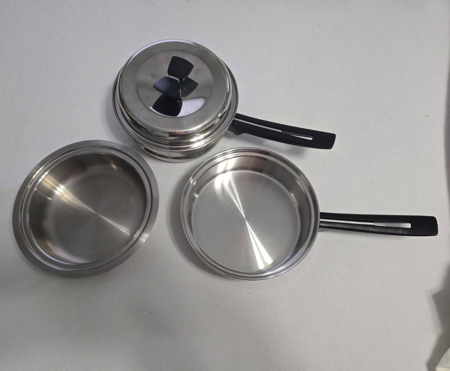 Stainless Steel 4in1 Steamer, Saucepan, Double Boiler, Lid Waterless Cookware.
