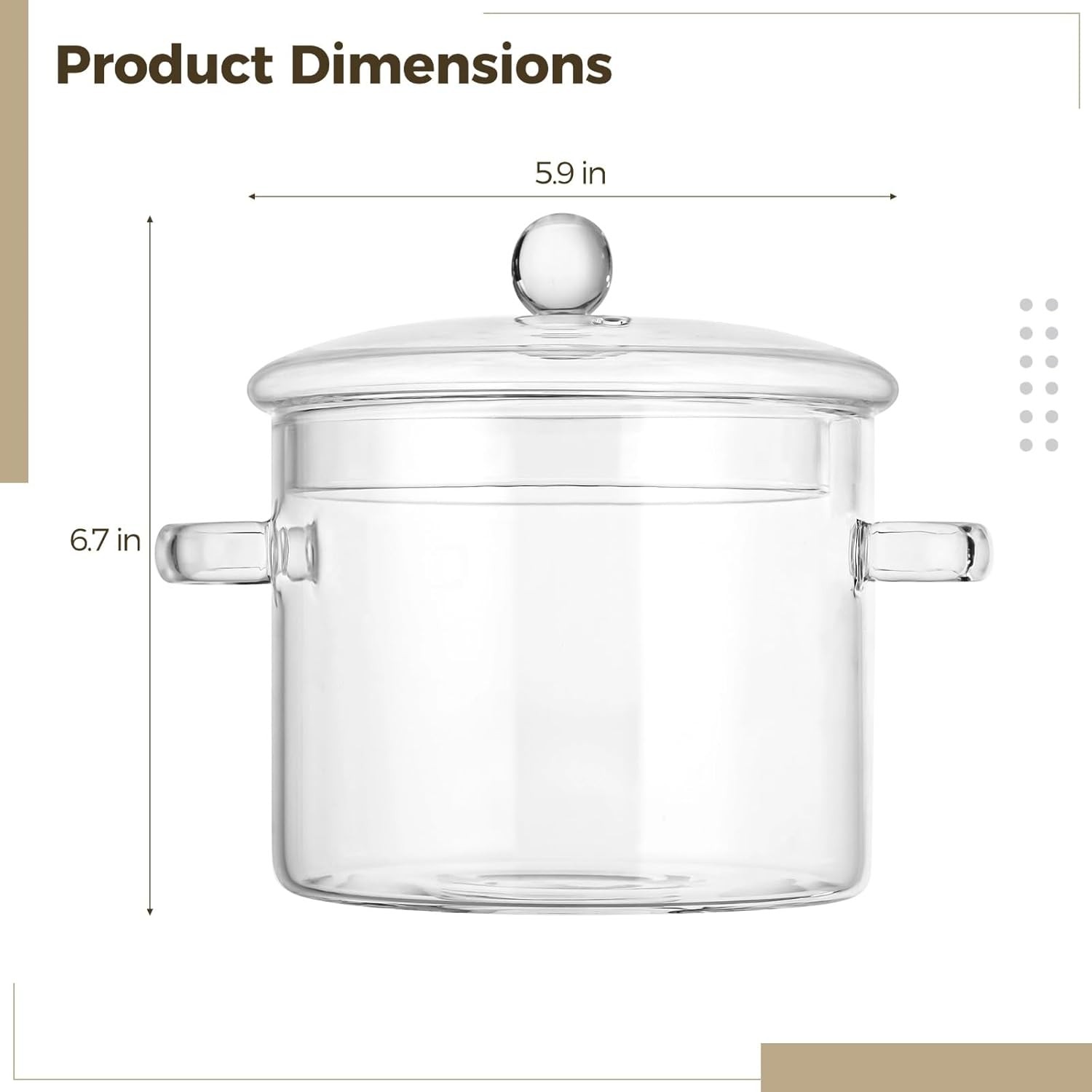 1.5L Glass Pots for Cooking for Stove, Clear Simmer Pot for Cooking, 5.9 x 6.7
