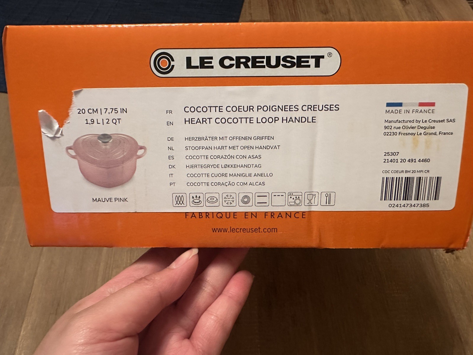 NEW Le Creuset Mauve Pink Traditional Heart Cocotte 20cm 2qt 1.9L