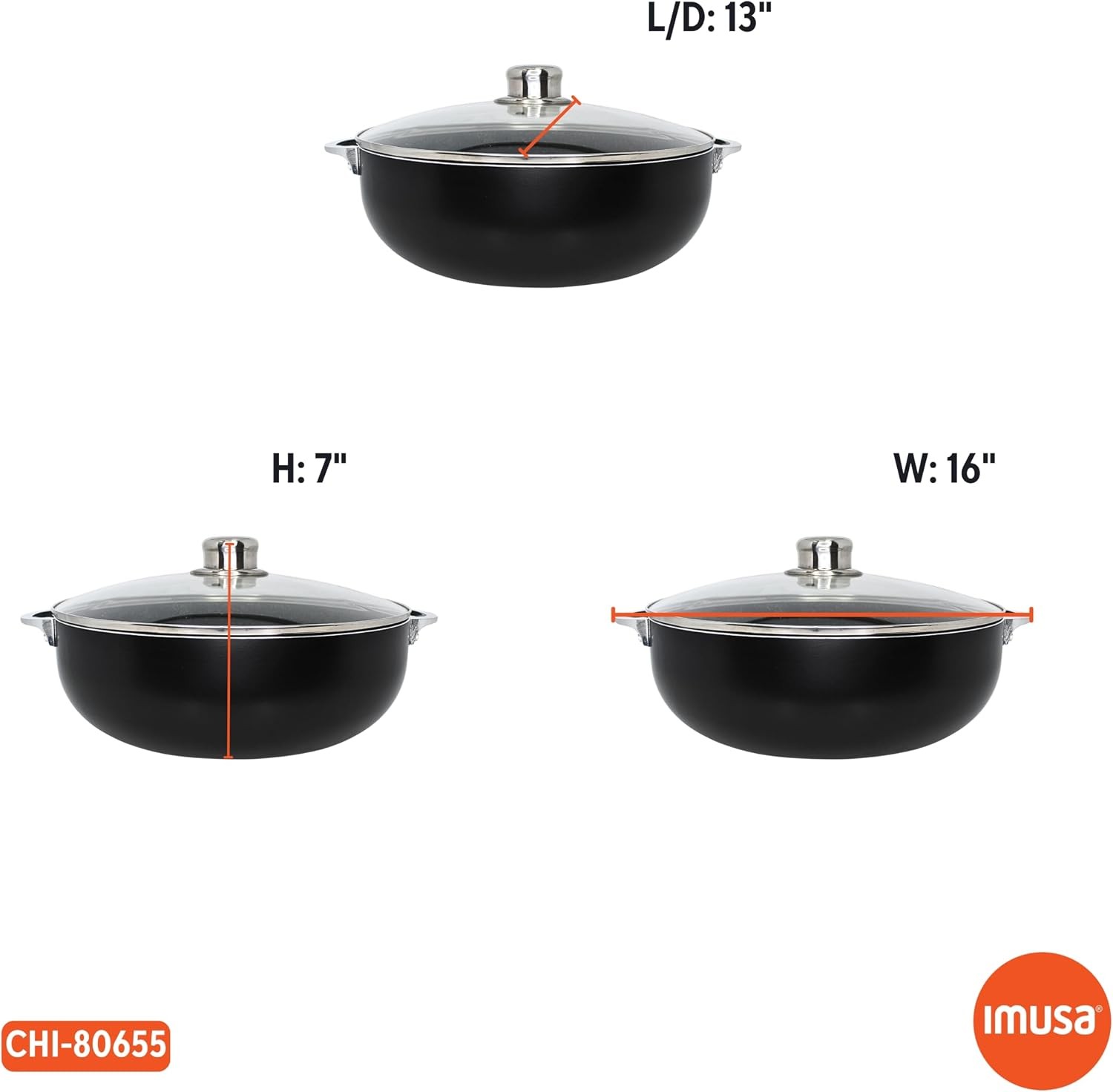9.0qt Aluminum Speckled Black Ceramic Caldero W/ Glass Lid Black