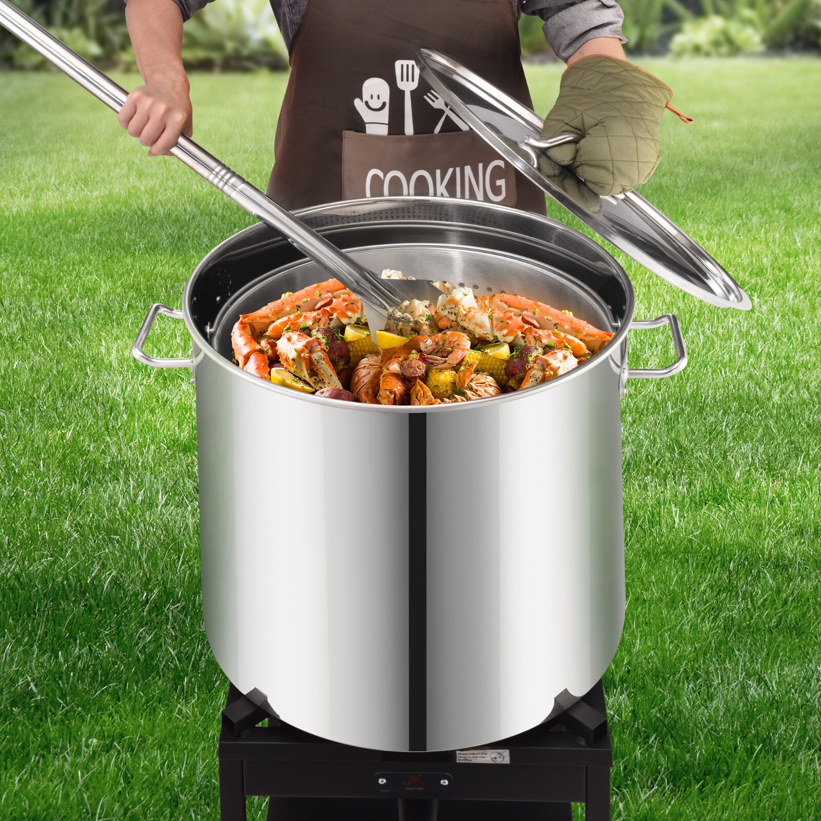 Commercial 64-100qt Crawfish Boil Stock Pot Stainless Steel Turkey Fryer
