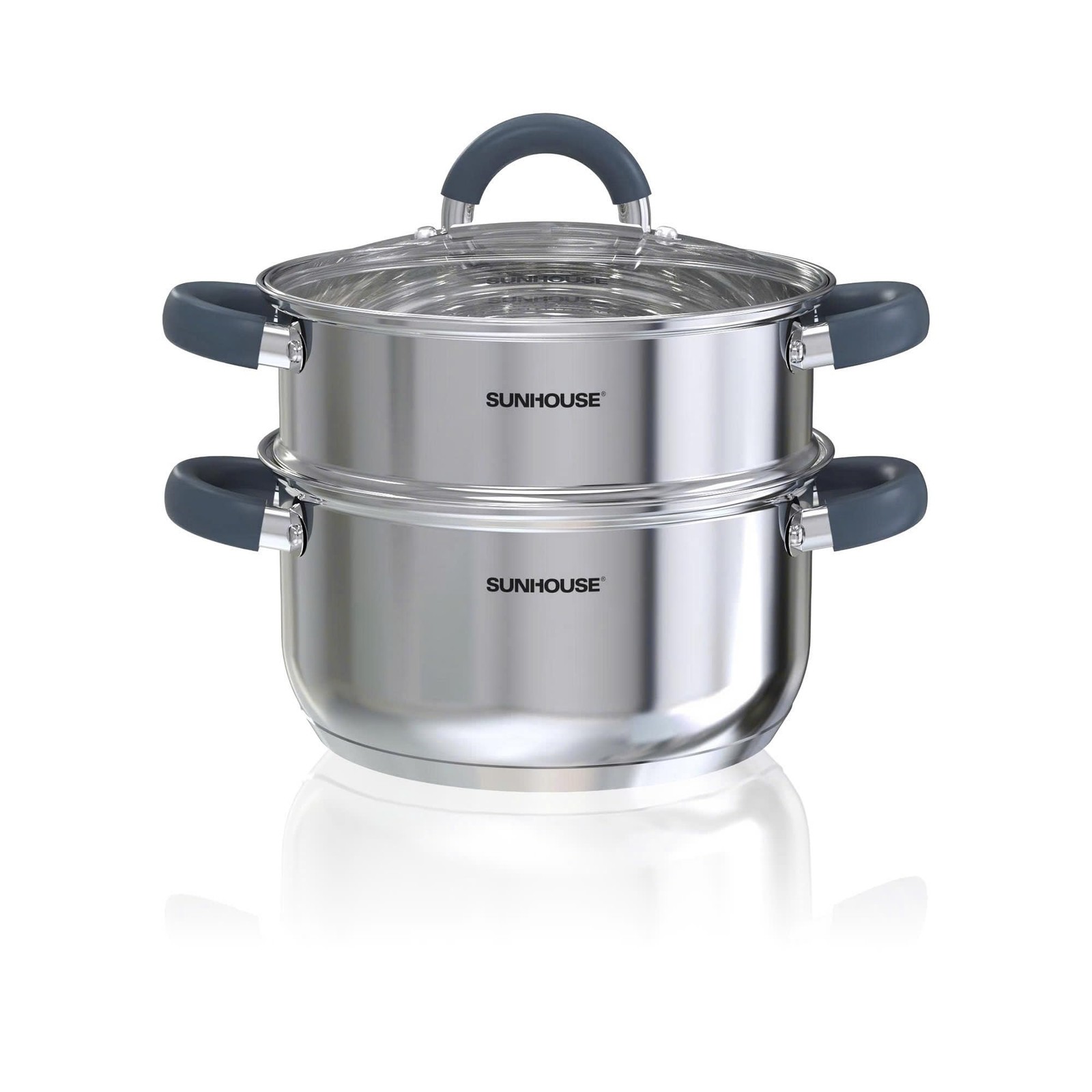2Tier Stainless Steel Steamer Pot Lid Multipurpose Cookware 4.6 Quart Cooking