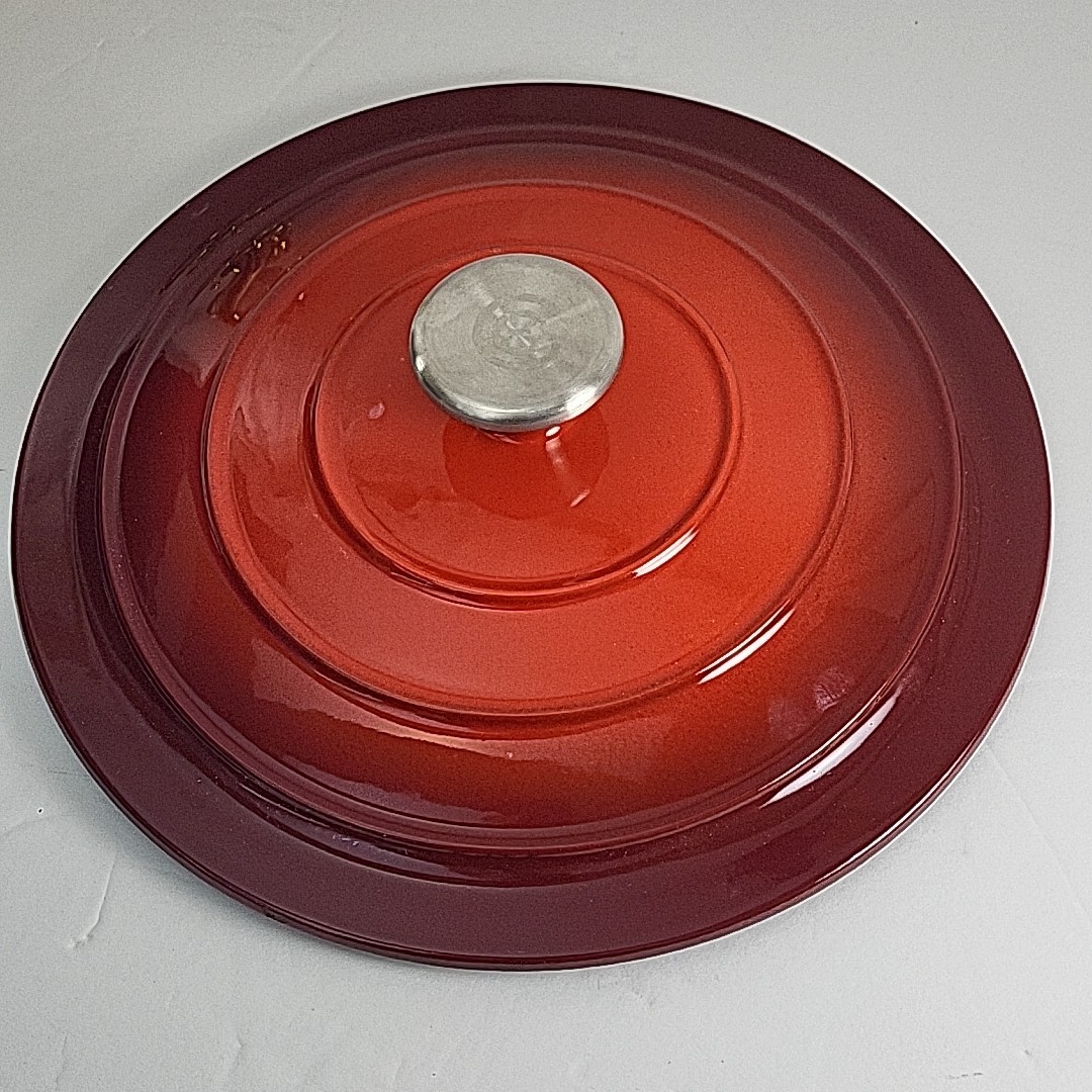 Red Enamel Replacement Lid Cast Iron Cooks Essentials 10″ 6 qt Round Dutch Oven