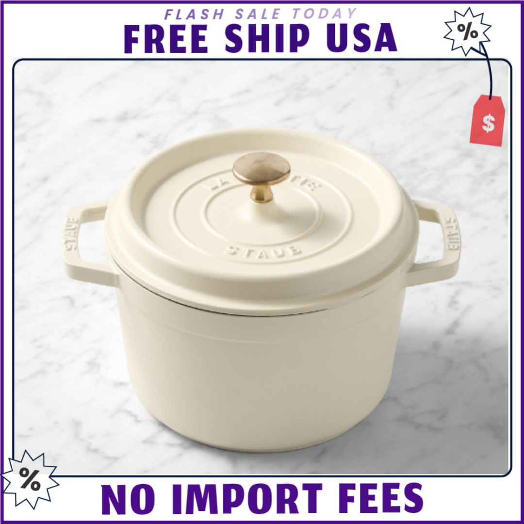 Staub Enameled Cast Iron 3 Qt Deep Oven Matte French Creme – NO IMPORT FEE