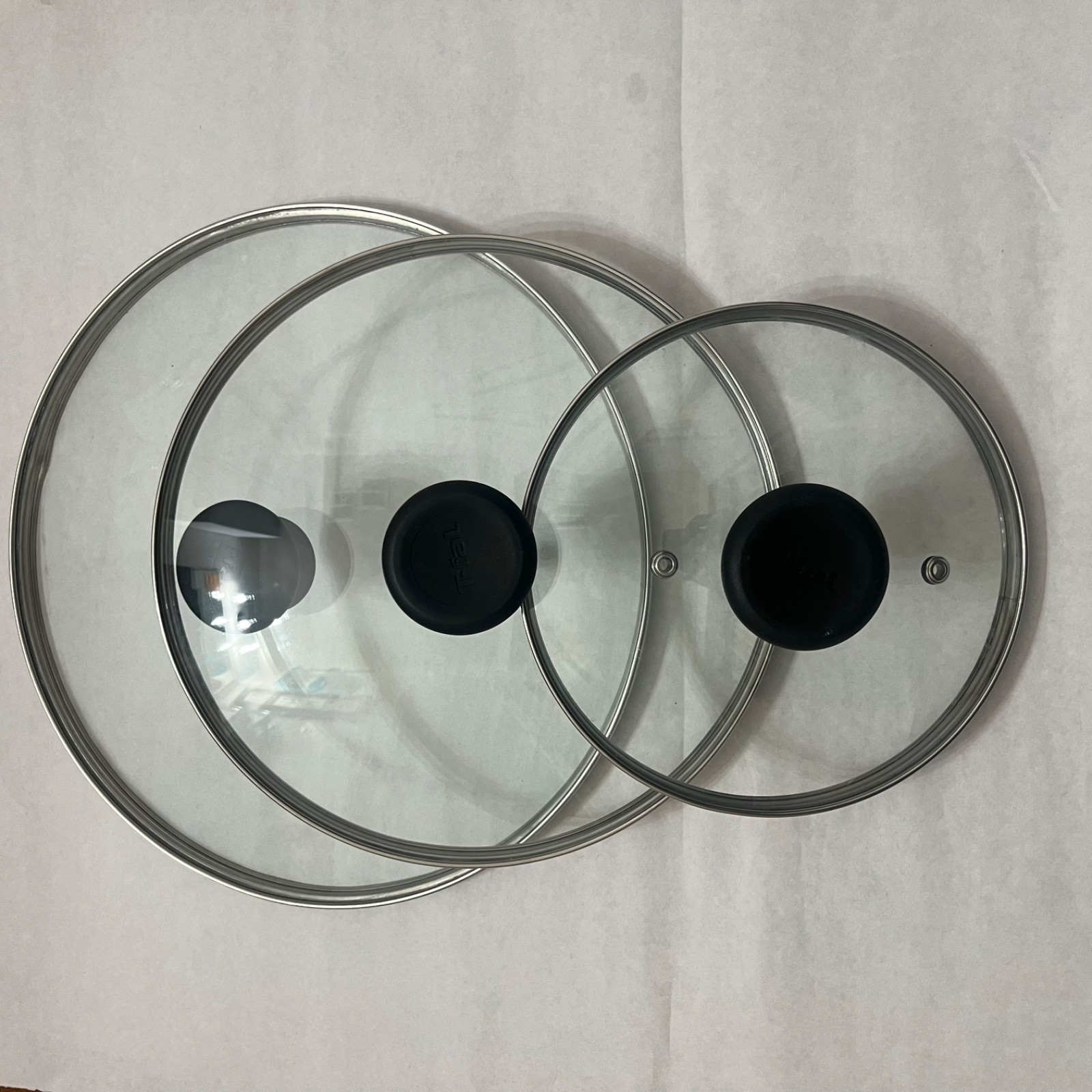 COOKING Tempered Glass Pot LID Replacement 3 set 11 3/4, 9 3/4, 6 7/8 lids T-Fal