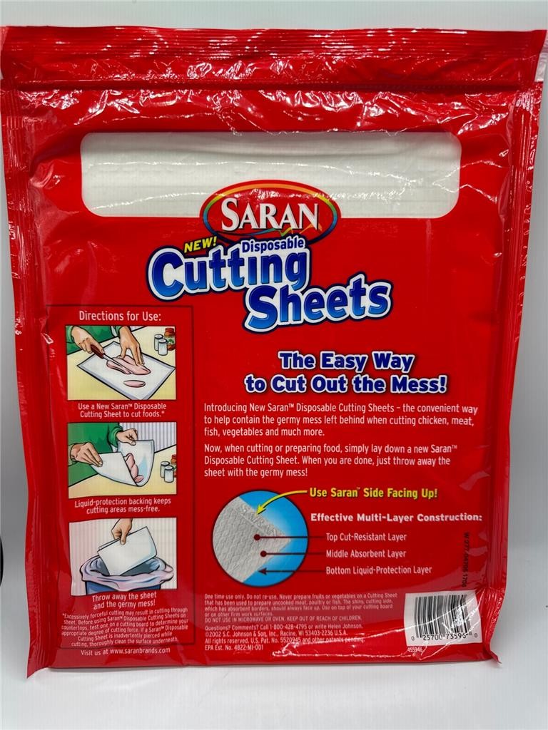 Saran Disposable Cutting Board Sheets Pack of 20 Brand New Sealed Discontinued