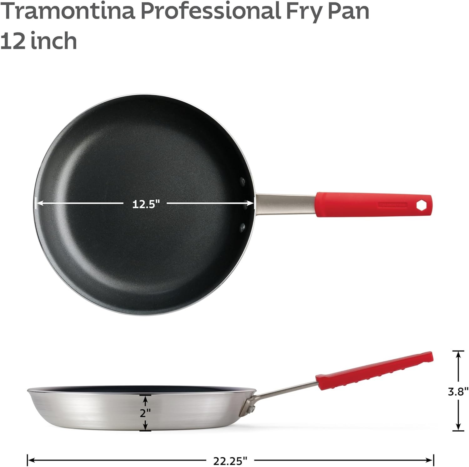 Versatile 12-Inch Professional Fry Pan – NSF Certified, Nonstick, Made in Brazil