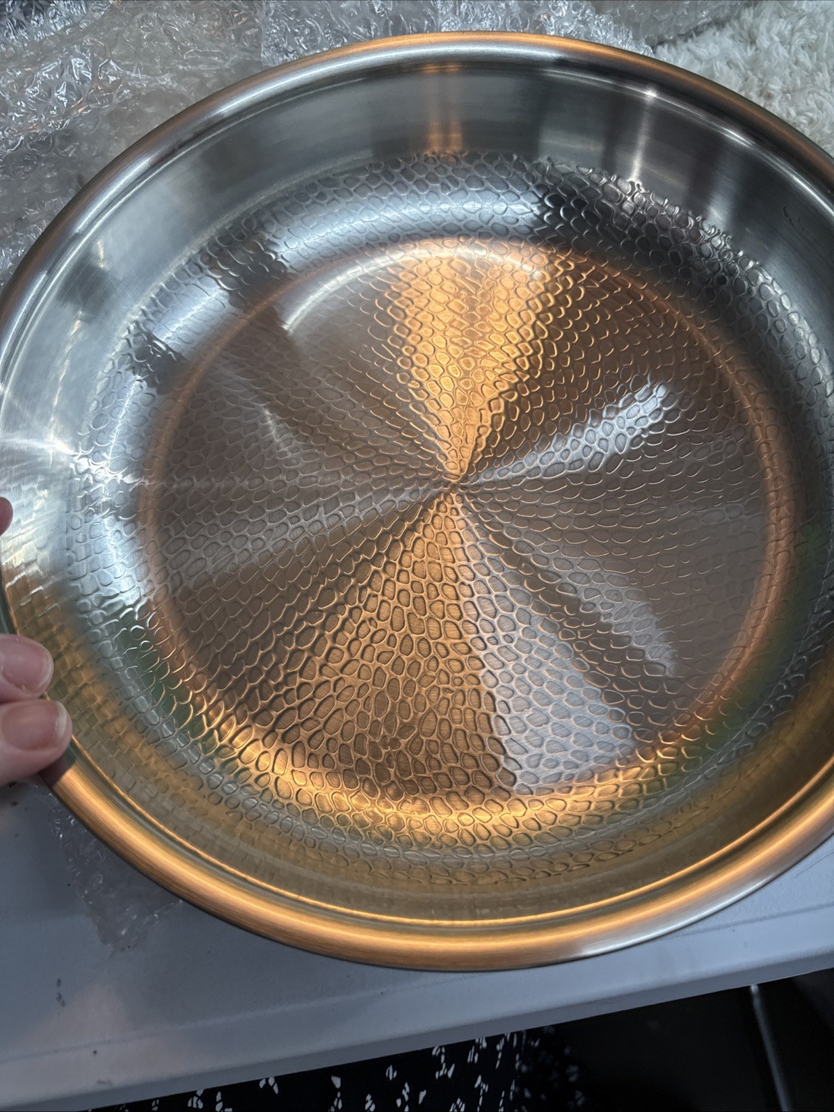(3) Okura Premium Titanium Cookware Japan Hammered Metal 3 Pc Pan Set New
