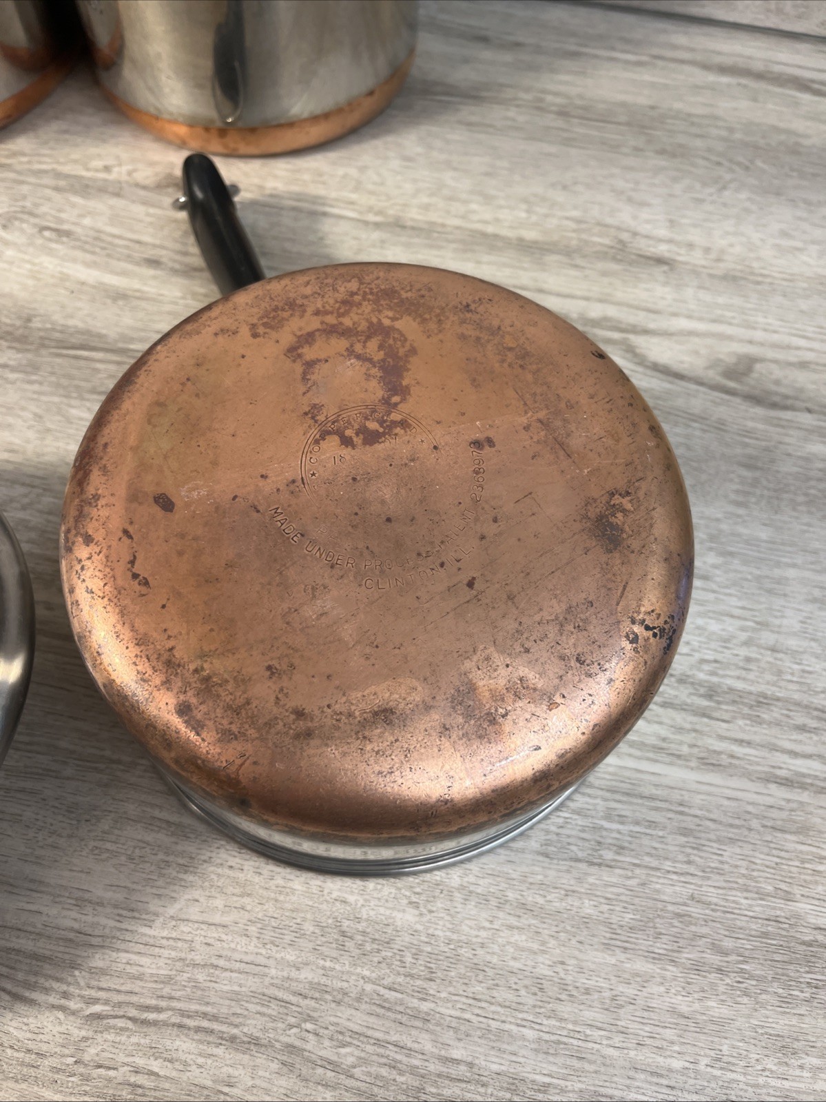 1801 Revere Ware Cook Set 8 Pc Copper Bottom Saucepan Stock Pot Assorted VTG #1