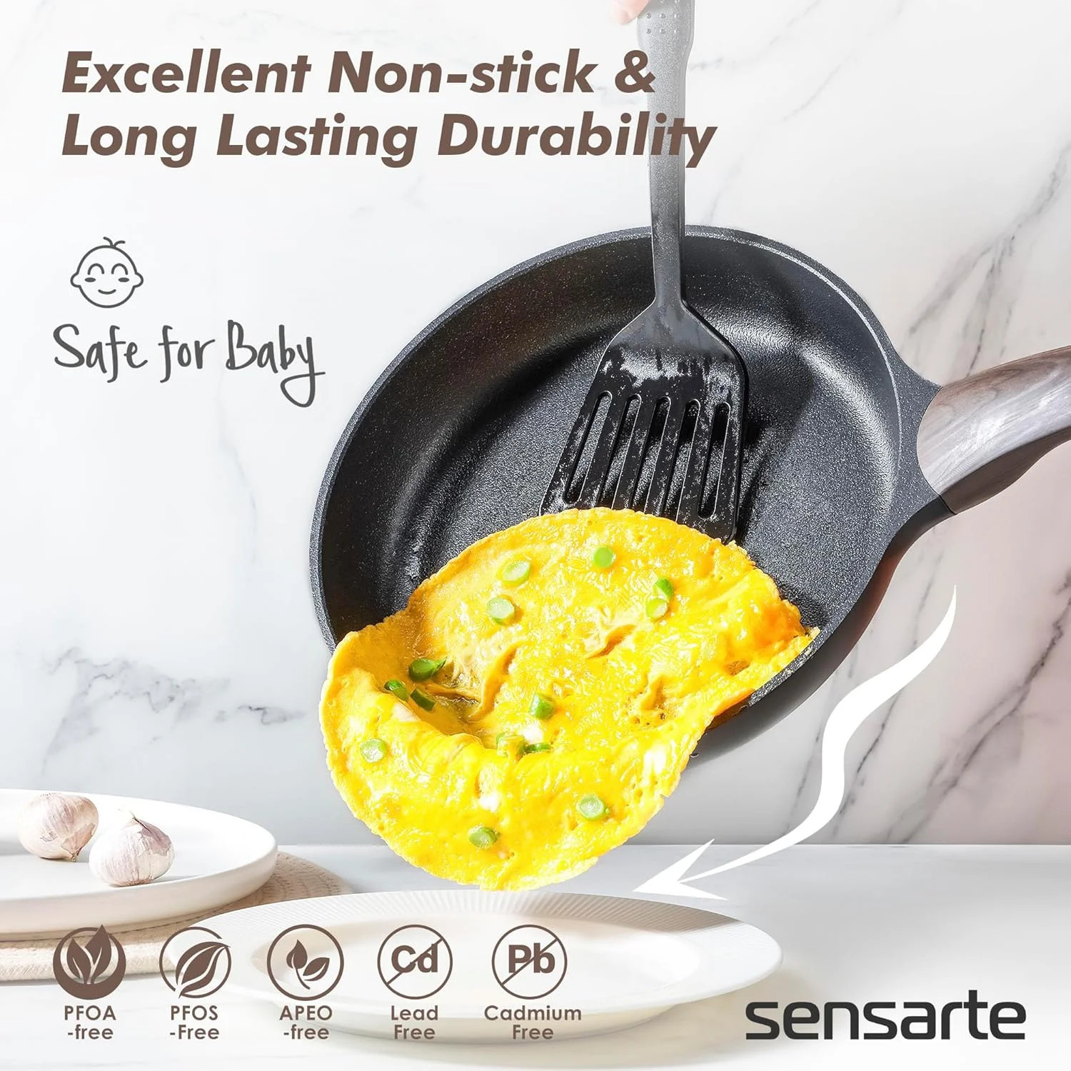 SENSARTE Pots and Pans Set Non stick, Non toxic Healthy Induction Cookware Sets,